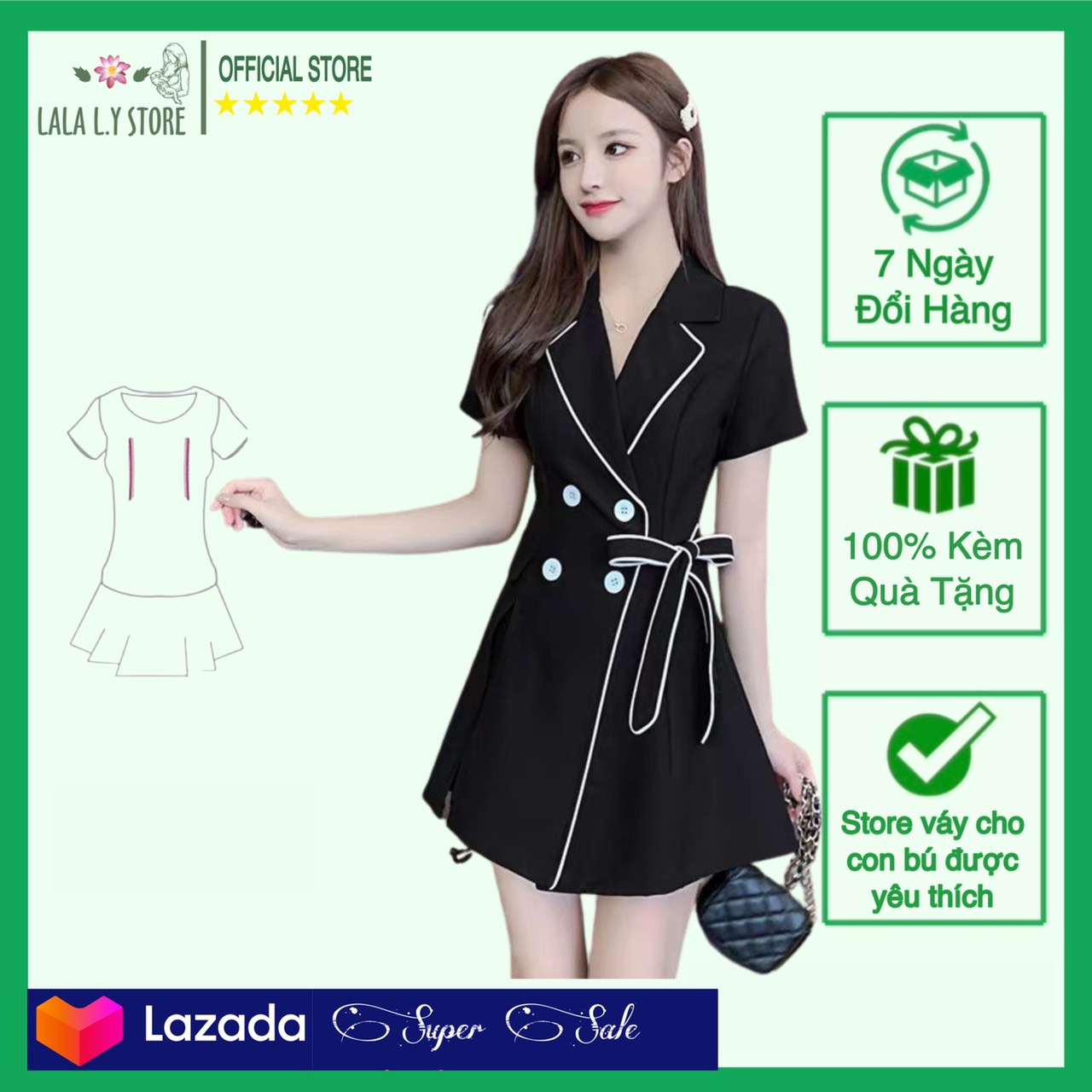 Váy cho con bú, set đồ cho con ti sang trọng BSTHE2021-LSV094