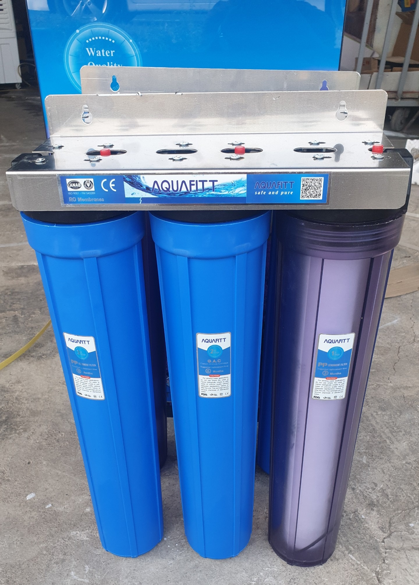 Bộ lọc nước sinh hoạt, bộ lọc thô 3 cấp ly 20 inch (1 trong 2 xanh hoặc trắng) chất lượng cao