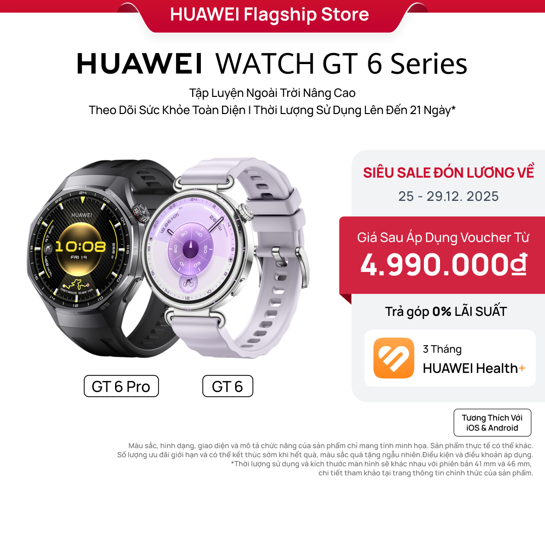  Đồng Hồ Thông Minh HUAWEI WATCH GT6 Series | Tập Luyện Nâng Cao | Theo Dõi Sức Khỏe 