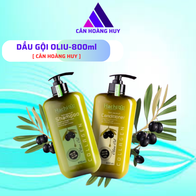 Cặp Dầu Gội Xã Oliu HACHI 800ml Dành Cho Tóc Gàu