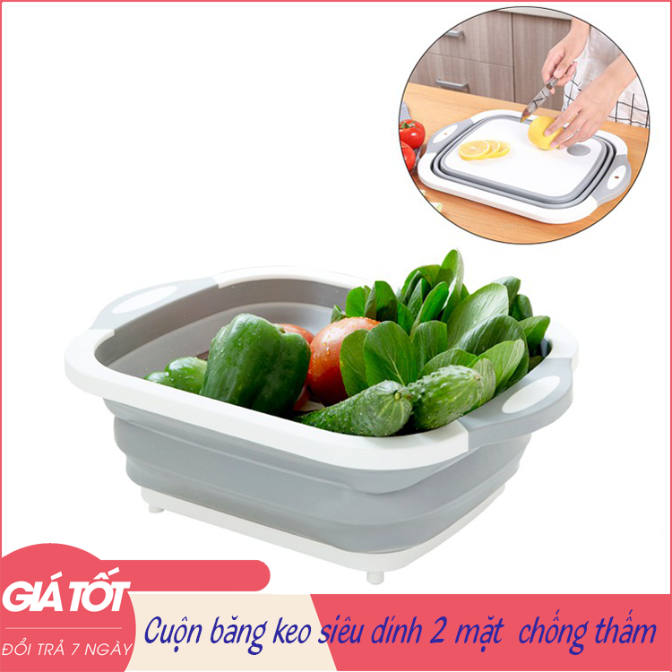 Thớt Kèm Chậu Gấp Gọn Đa Năng dụng cụ nhà bếp 3 trong 1 - Thớt Kiêm Rổ, Chậu, Thau Rửa Rau, Hoa Quả Siêu Tiện Dụng Vegabuy