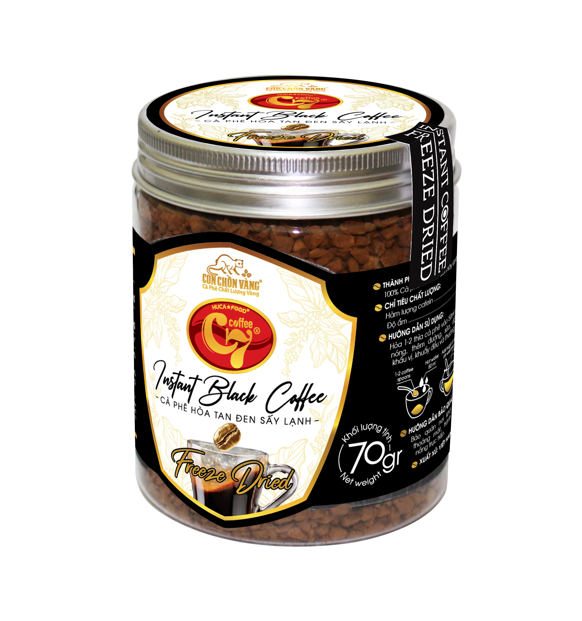 Cà phê hòa tan sấy lạnh con chồn vàng c7 hộp 70gr - huca food