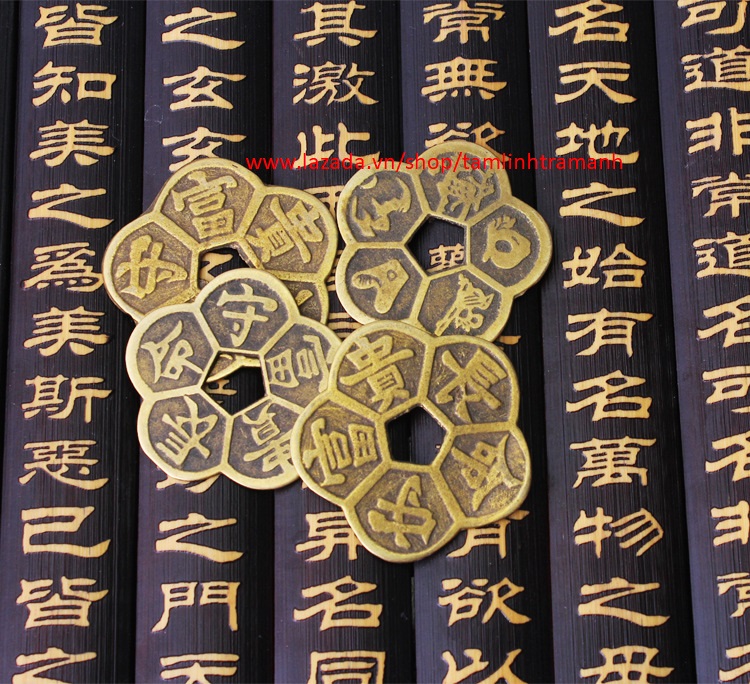 Đồng Xu Hoa Mai tiền đồng cổ điển khẩn tài lộc chiêu tài cầu lộc trường thọ, phú quý, ngũ phúc, ý nghĩa cát tường
