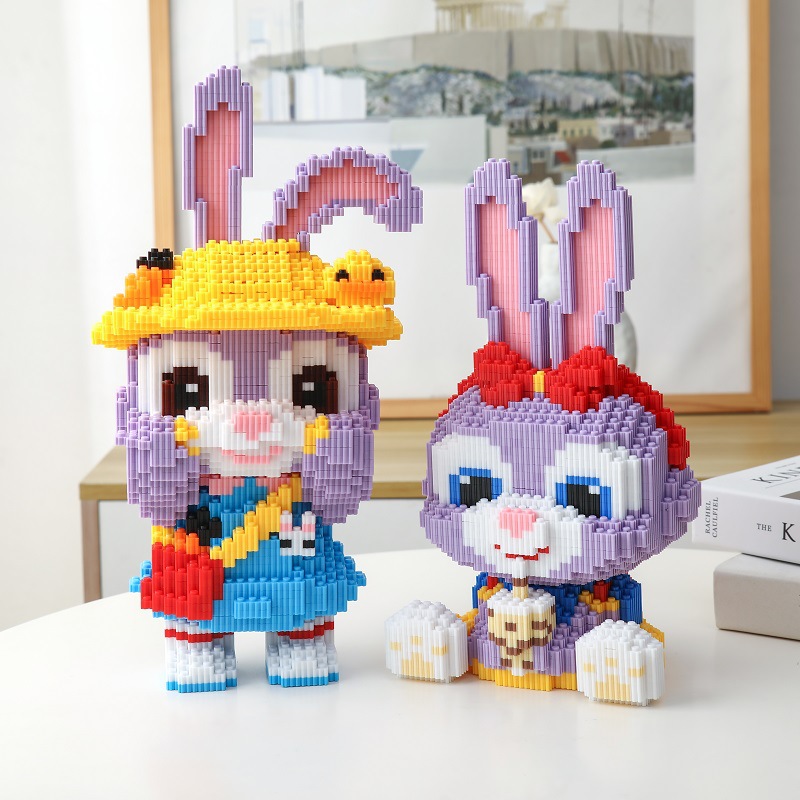Xếp hình lego thỏ tím lego thỏ Stella Lou cỡ lớn 39cm nhân vật hoạt hình 3D lắp ráp mô hình cỡ lớn Chuẩn Mẫu