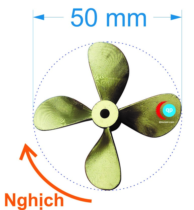 Chân Vịt Mô Hình 4 Cánh, 5cm, Thuận, Nghịch, Tàu Mô Mình Điều Khiển RC