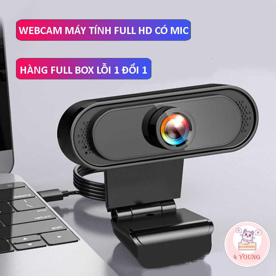 Webcam Máy Tính Full HD 1080P Cực Nét Có Micro Hàng Cao Cấp Full Box Và Phụ Kiện Tương Thích Laptop Macbook Máy Tính Bàn