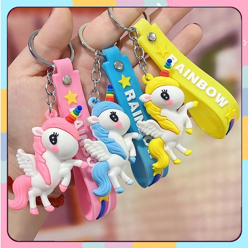 Móc khóa Kì Lân 1 Sừng dễ thương cute móc treo chìa khoá xe máy móc treo chìa khoá ô tô Hot Trend GI GI STORE