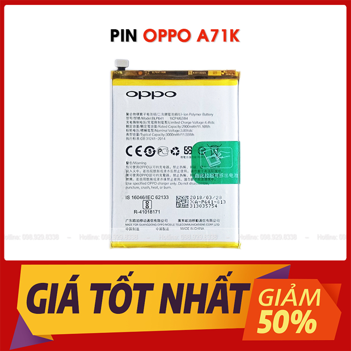 Pin điện thoại oppo a71k zin bóc máy
