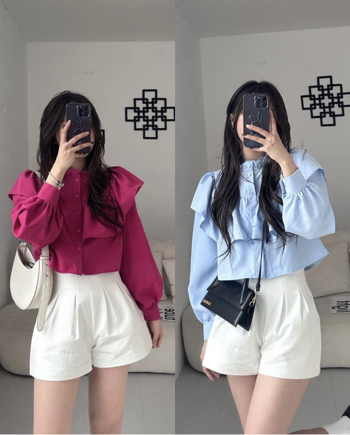 Áo somi croptop cổ bèo 4 màu cá tính chất đẹp yansoo