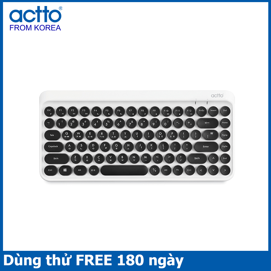 Bàn phím không dây thiết kế Mini Retro tích hợp nhiều thiết bị - Retro Mini Wireless Keyboard Actto KBD-50