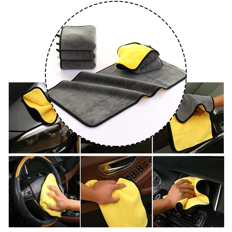 Khăn lau xe ô tô 2 mặt cao cấp sợi Microfiber
