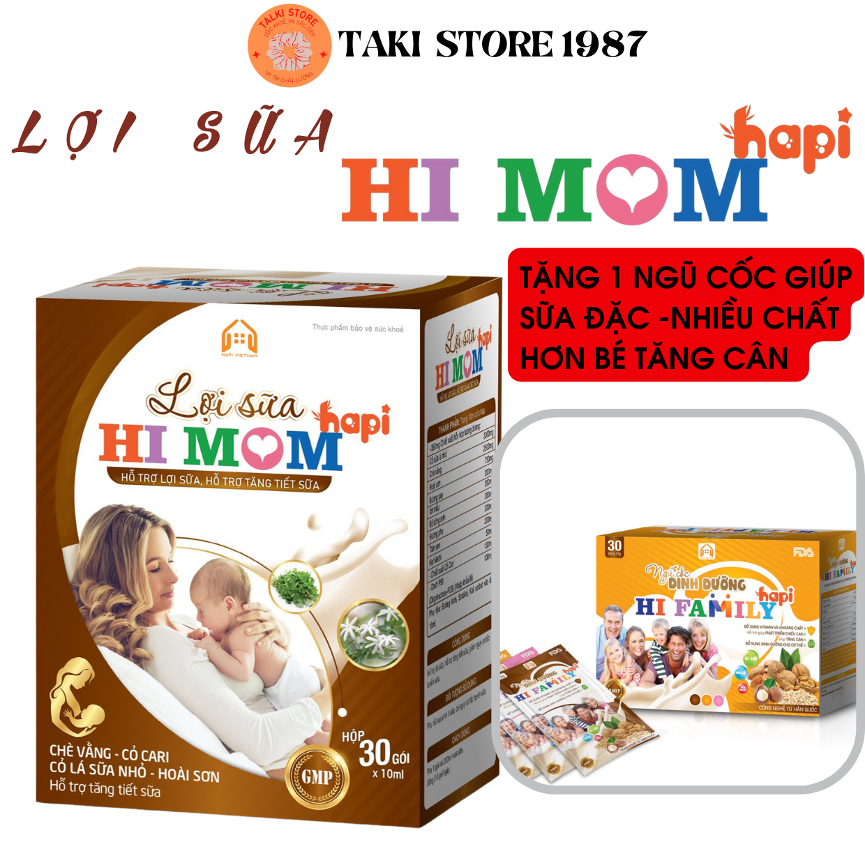 Lợi Sữa Hi Mom Giup mát sữa thông tắc tuyến sữa , sữa nhiều , sữa đặc , bé tăng cân và ngủ ngon hơn