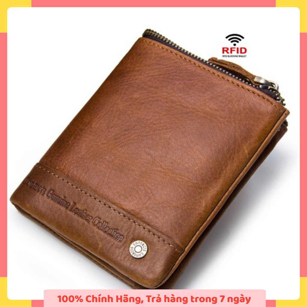 New 2022 Contact Men Wallet KITM1234 II Bảo Hành 2 Năm II Bóp Ví Đứng Bỏ Túi Da Bò II Nam Nữ II Made in HongKong I