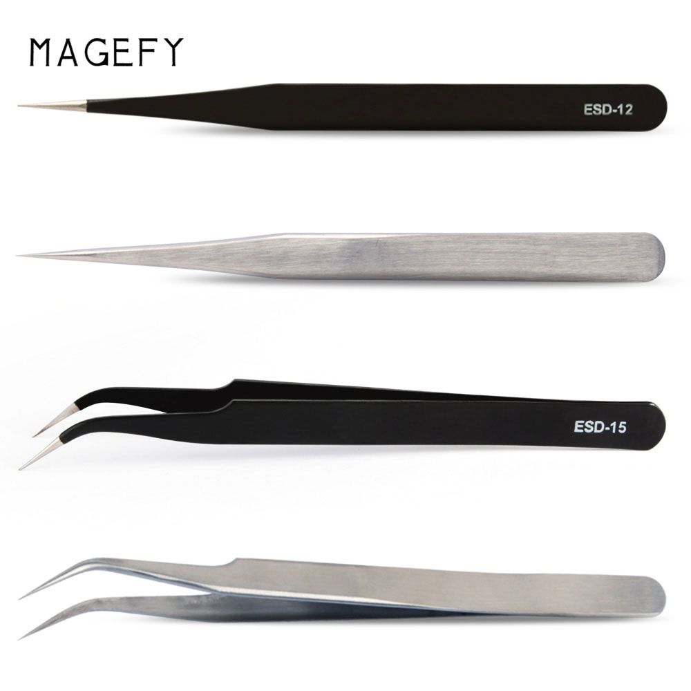 MAGEFY Nhíp gắp lông mi giả bằng thép không gỉ chống tĩnh điện tiện dụng - INTL