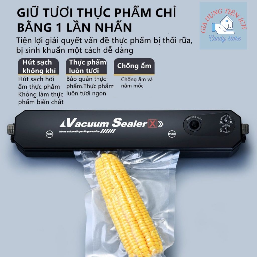 Máy Hút Chân Không Bảo Quản Thực Phẩm VACUUM SEALER Công Suất Khỏe , Tự Động Hàn Miệng Túi Tiện Lợi Cho Mọi Gia ĐÌnh