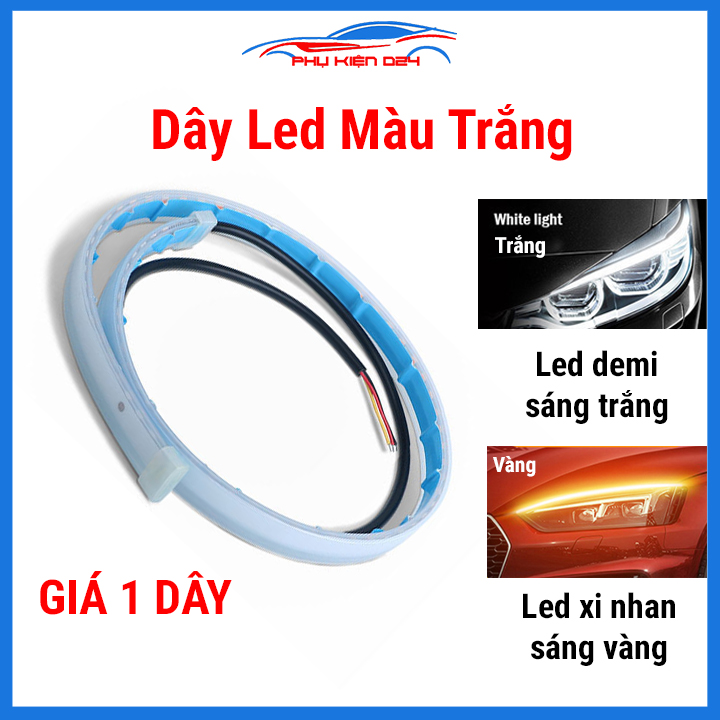 1 Dây đèn led mí, led đuổi audi ô tô dài 30cm/45cm/60cm dán đèn xi nhan nháy đuổi, led demi oto silicon chống nước nhiều màu