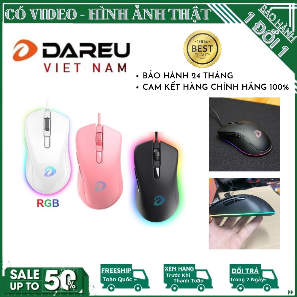 Chuột gaming có dây dareu em908 rgb pink / white /black - độ tương thích cao, dễ dàng ghép nối - chuột máy tính có dây , chuột có dây gaming , chuột có dây máy tính