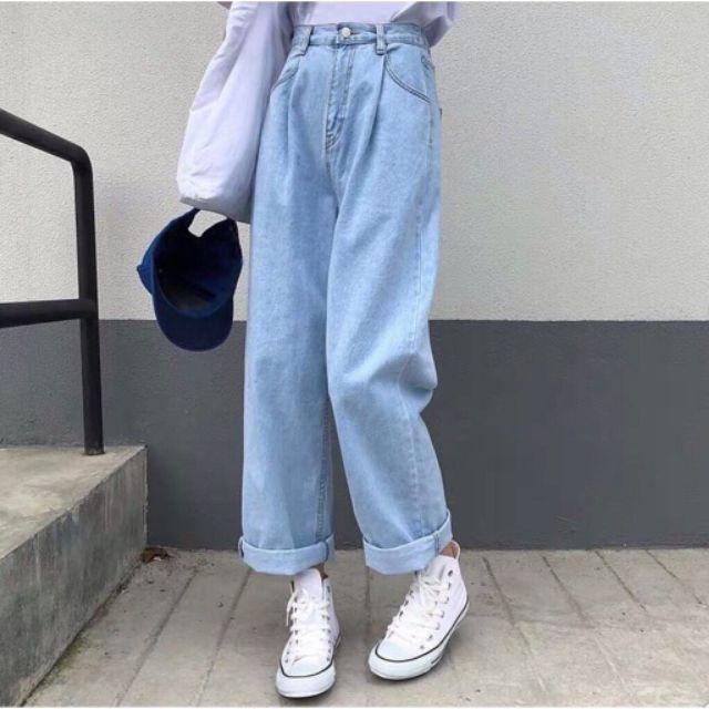 Quần baggy jean nữ ống rộng vimen shop - quần jean nữ cao cấp