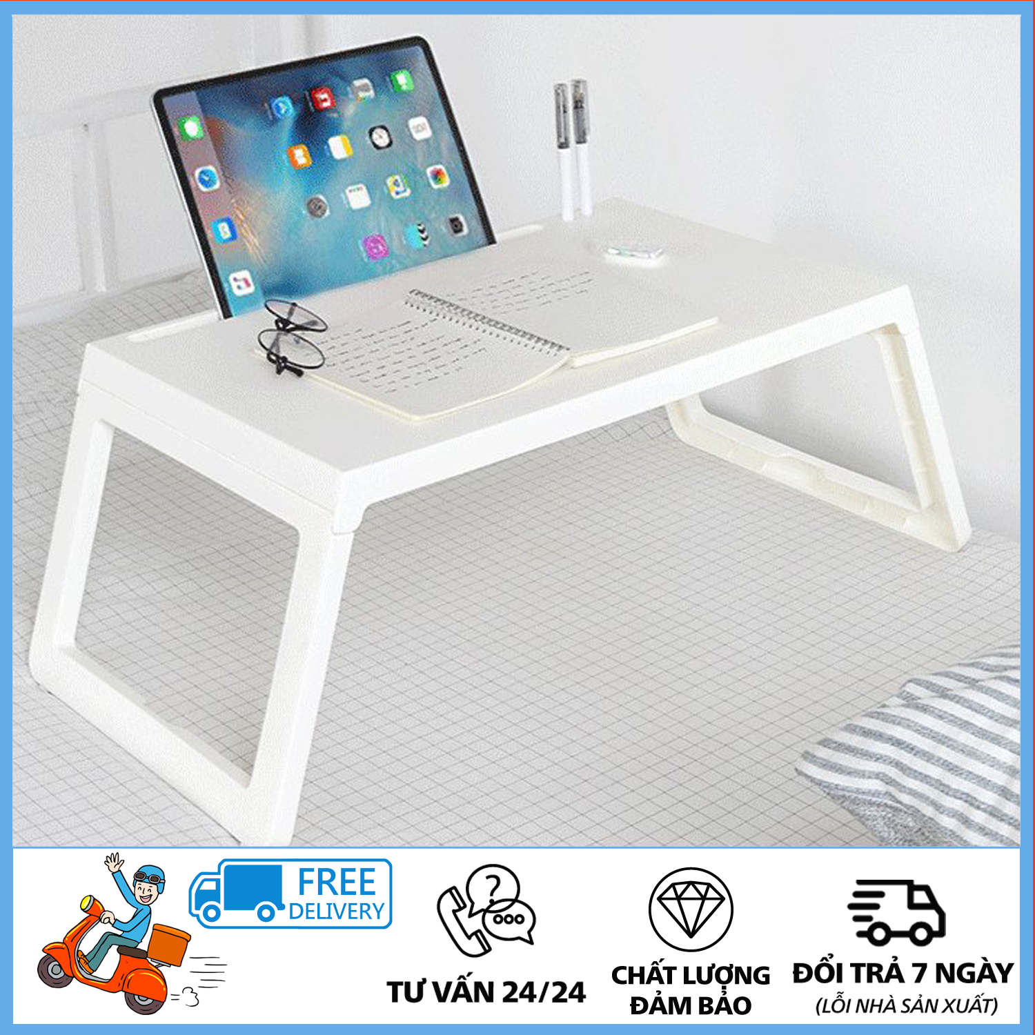 Bàn học sinh gấp gọn - Bàn học gấp gọn thông minh - Bàn học gấp gọn để laptop có khe để Ipad gấp tiện dụng gọn gàng chắc chắn, dễ di chuyển - Bàn học sinh - Bàn nhựa gấp đa năng