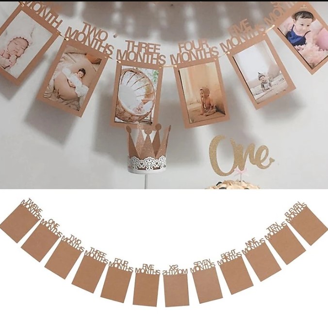 Set dây treo khung ảnh 12 tháng kèm in miễn phí 12 ảnh cho bé