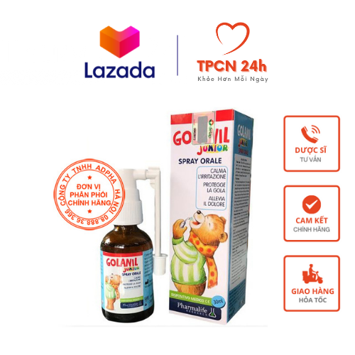 Xịt họng Golanil Junior Spray - Xịt sát trùng họng giảm ho cho bé yêu