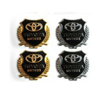 SET 2 huy hiệu logo Kim Loại TOYOTA MOTORS dán xe cao cấp