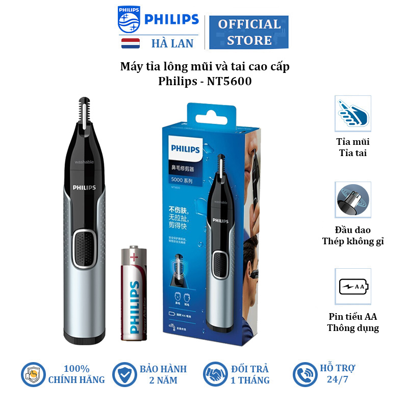 Máy tỉa lông mũi, lông tai thương hiệu cao cấp Philips NT5600 - Hàng Nhập Khẩu