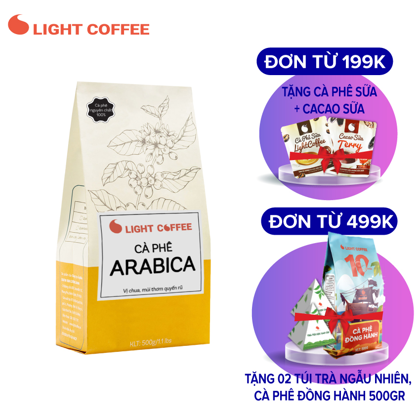 Cafe hạt Arabica nguyên chất 100% - Light Coffee - 500gr