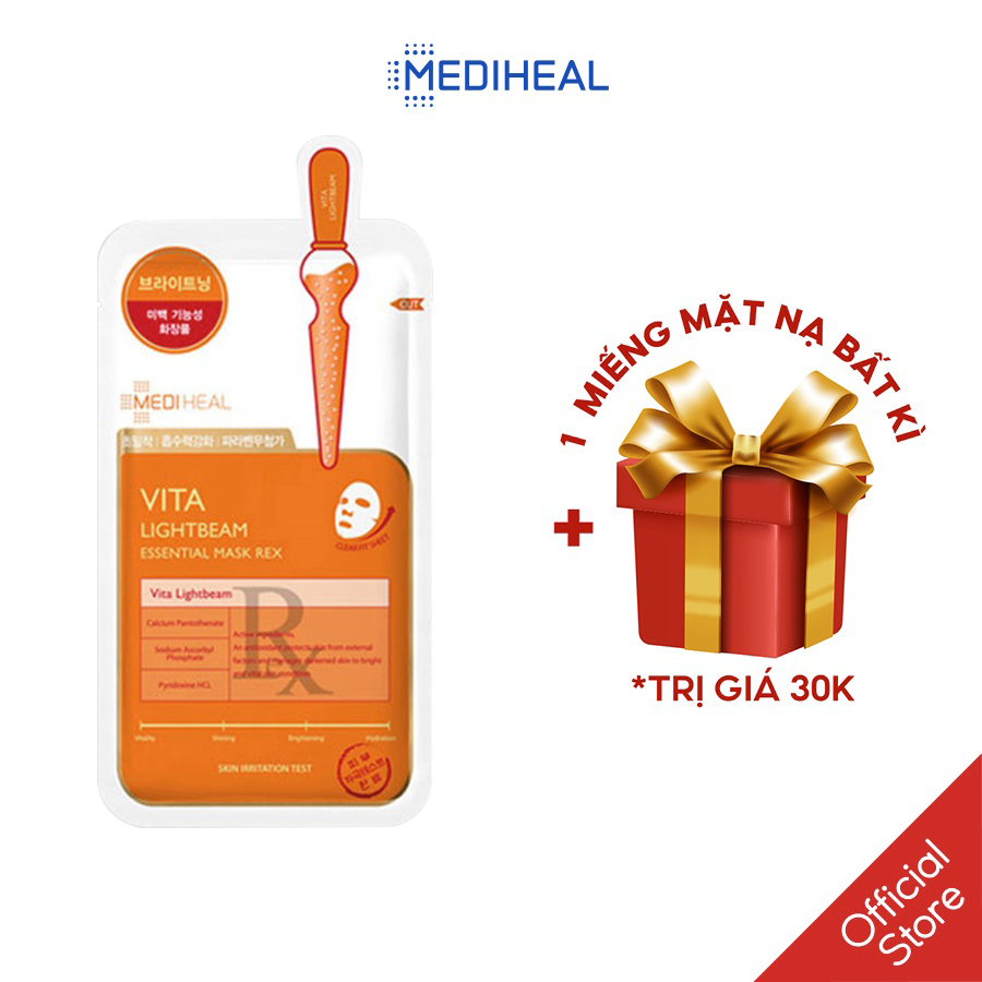 Mặt nạ vitamin Lightbeam giúp làm trắng sáng da MEDIHEAL Vita Lightbeam Essential Mask REX 24ml