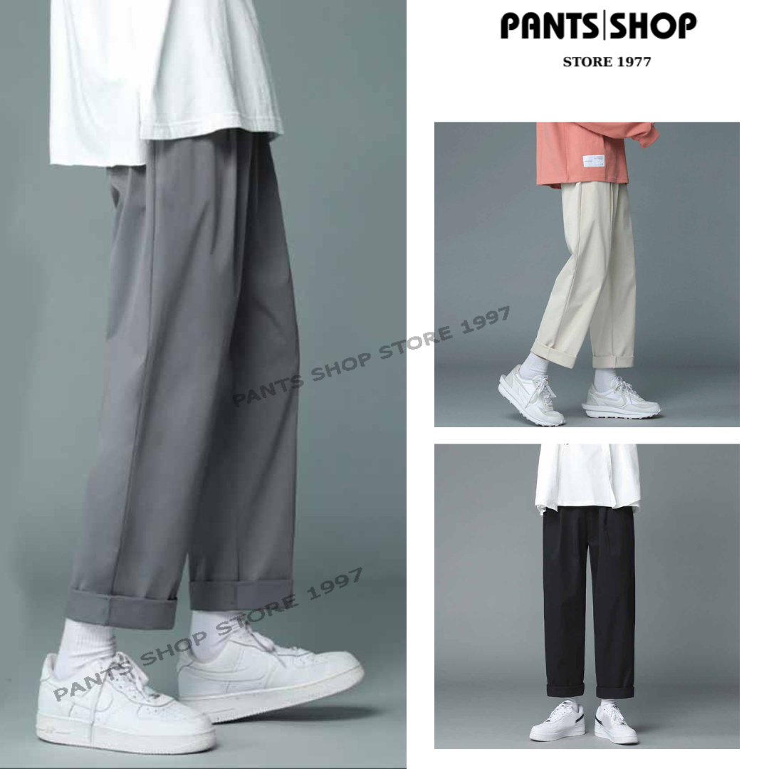 Quần jogger kaki nam nữ ống rộng - quần kaki ống rộng - pants shop 01