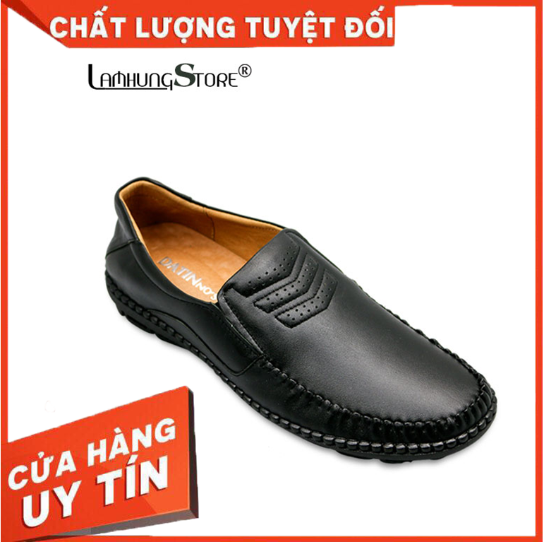 [HCM]Giày lười nam da bò cao cấp giày lười công sở với thiết kế lịch lãm sang trọng [BẢO HÀNH CHÍNH HÃNG 12 THÁNG] LAMHUNG PGH031 Đen Nâu