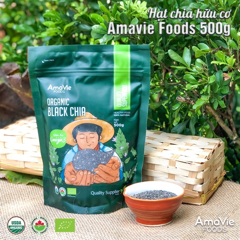 Hạt chia đen hữu cơ Amavie Food 250g- Xuất xứ Peru hàng chính hãng