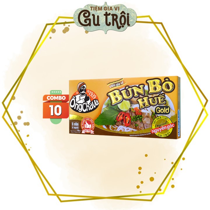 Combo 10 hộp viên gia vị bún bò huế gold ông chà và 126g