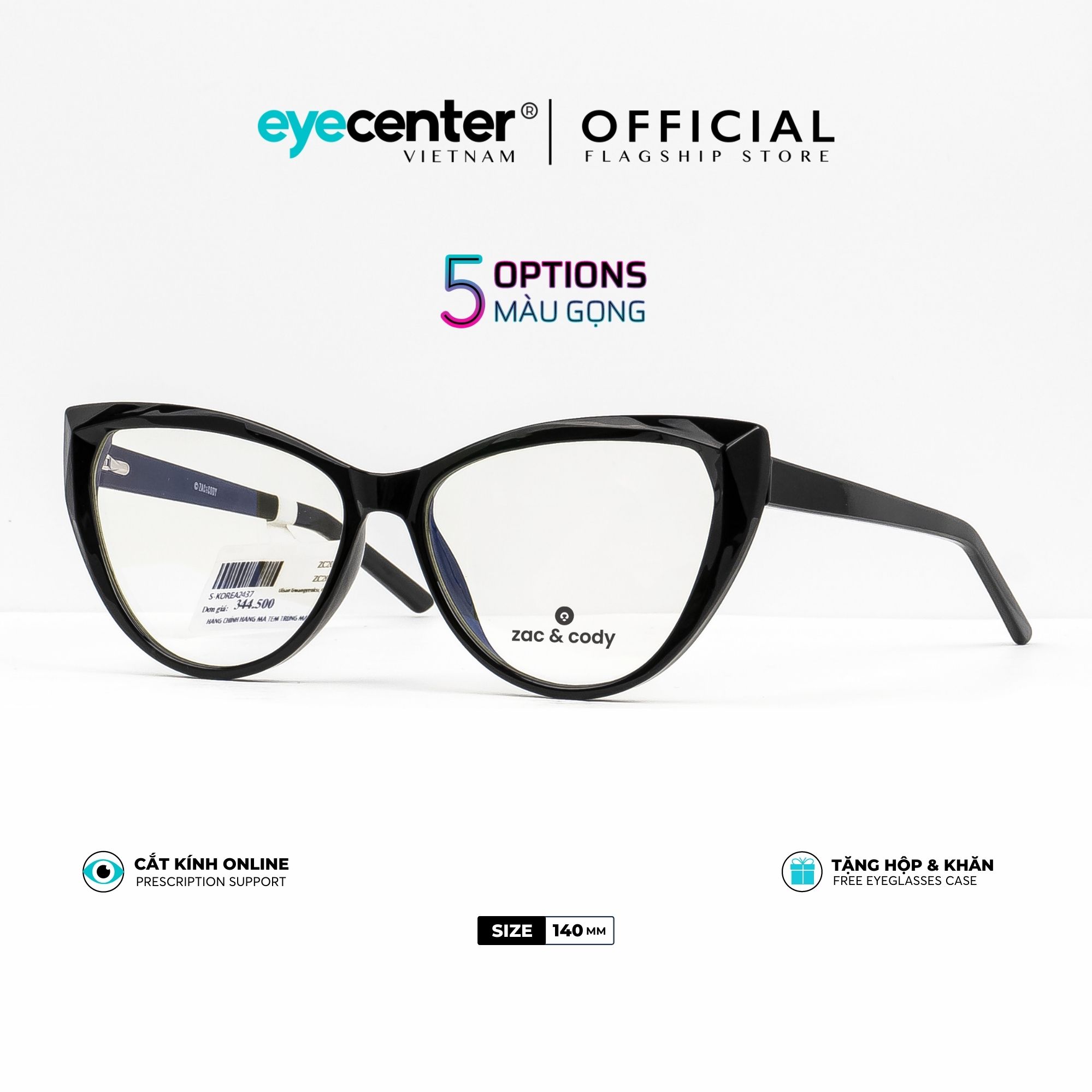 Gọng kính nữ chính hãng ZAC&CODY B40 mắt mèo lõi thép chống gãy nhập khẩu by Eye Center Vietnam