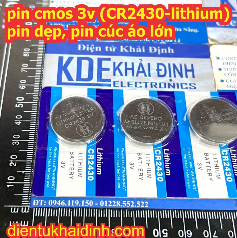 5 viên pin cmos 3v (CR2430-lithium) pin dẹp, pin cúc áo lớn kde5041