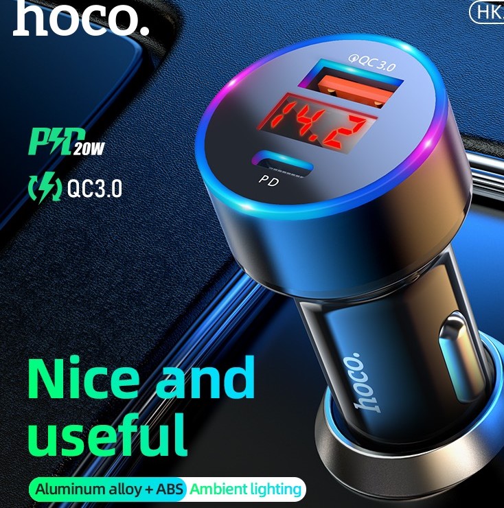 Cóc sạc nhanh 20w xe hơi hoco hk30