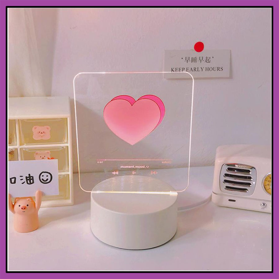 Đèn ngủ 3D hình trái tim độc đáo, thích hợp làm quà tặng, trang trí phòng ngủ, đèn LED thay đổi nhiều màu