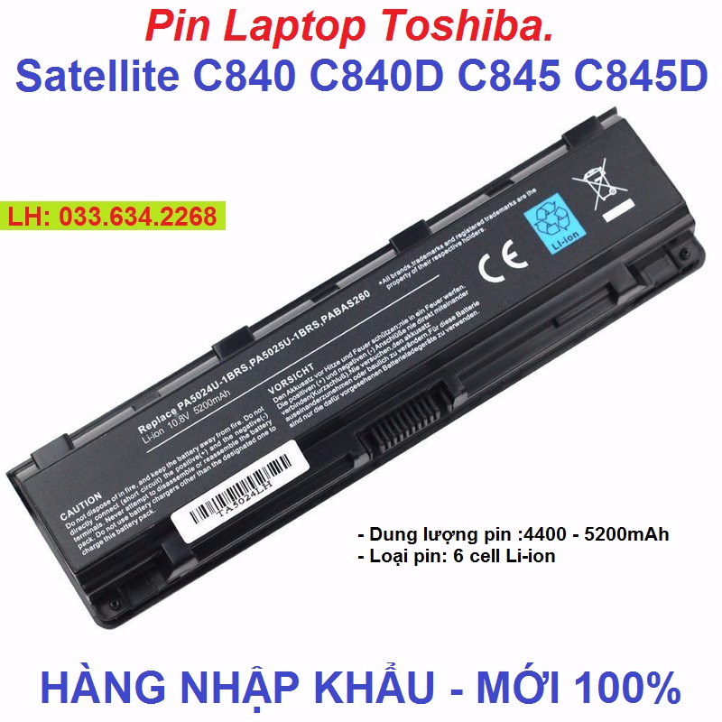 Pin Laptop Toshiba - Satellite C840 C840D C845 C845D - Pin Laptop C840
