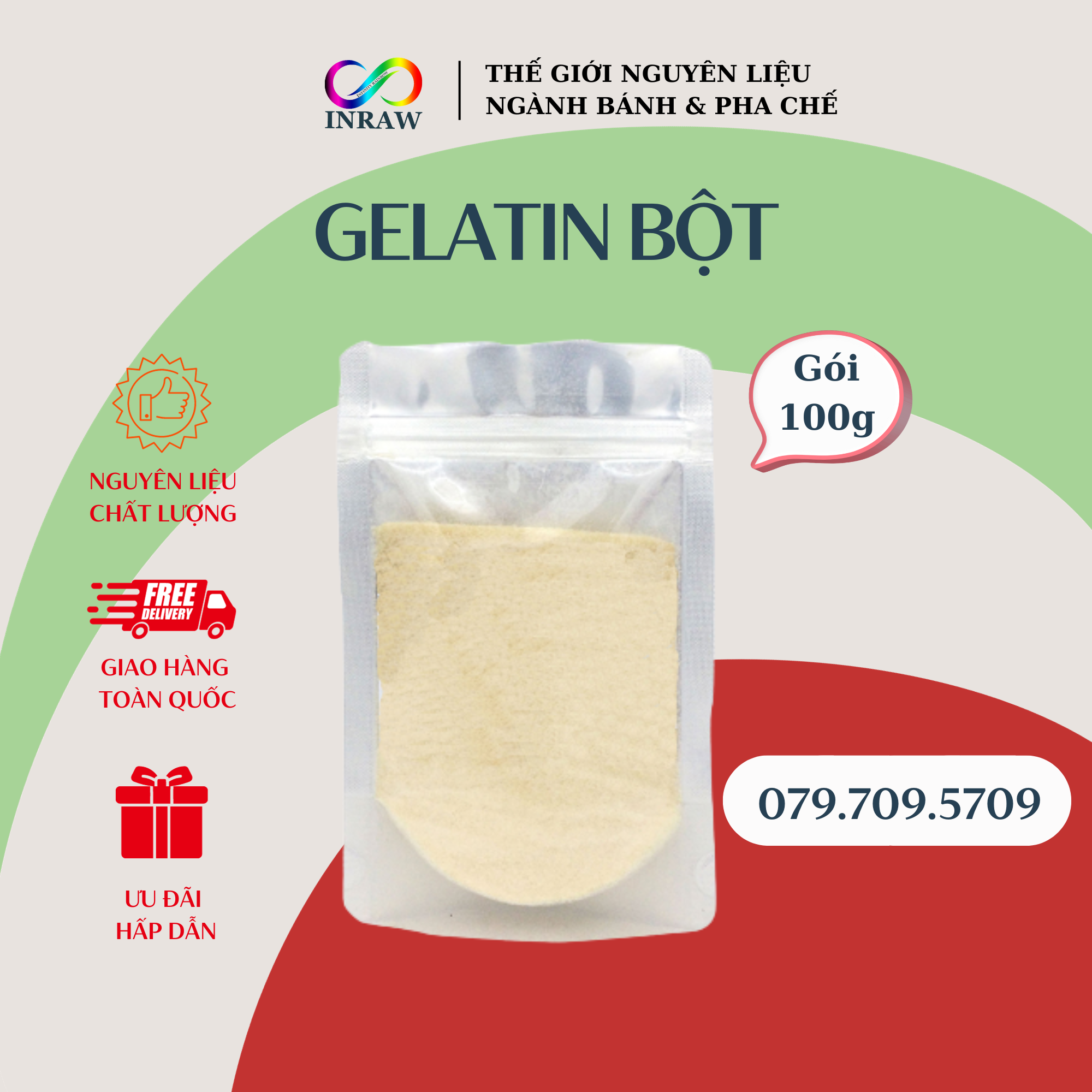 Gelatin bột mịn dùng làm bánh gói 100g / 200g