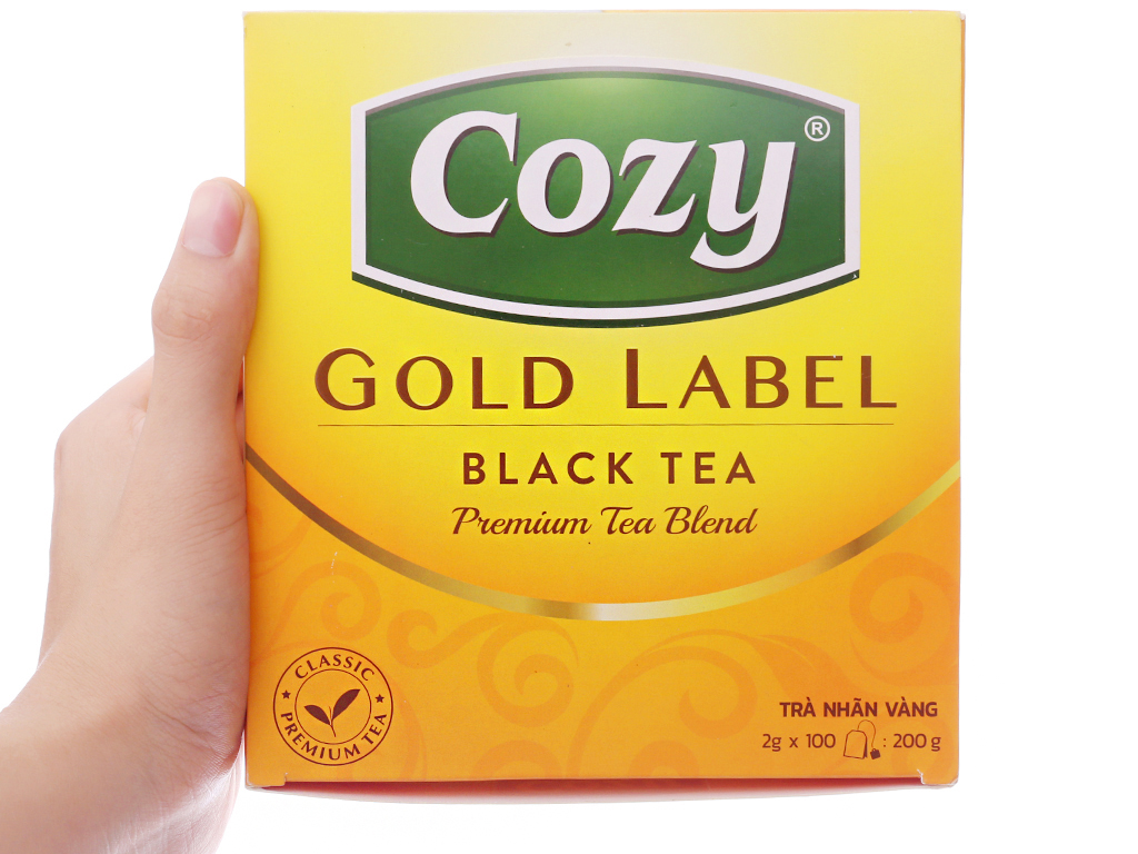 Trà đen Cozy nhãn vàng túi lọc - hộp 100 túi