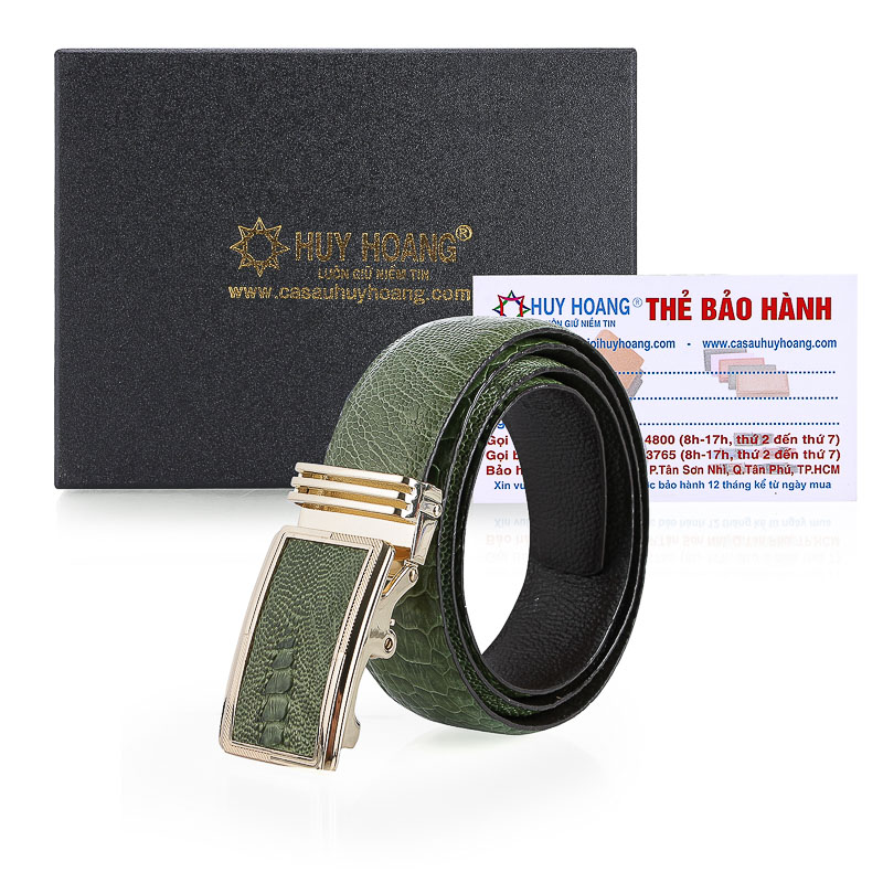 Thắt lưng nam da đà điểu màu xanh rêu HK4476