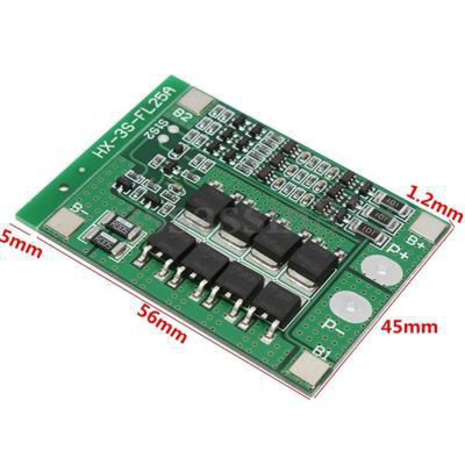 Bảng mạch bảo vệ pin lithium HX-3S-FL25A-A 3S 12V18650 10