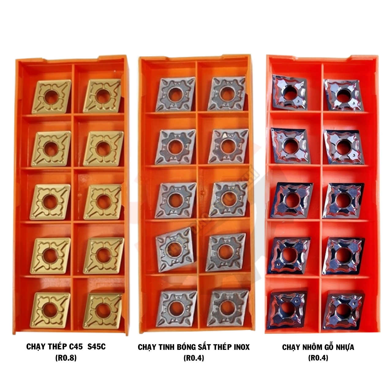 Mảnh chíp tiện CN12/CNMG12 góc mũi R0.4, R0.8 Nhật Bản chạy gang, chạy thép, chạy inox, chạy nhôm, chạy tinh bóng