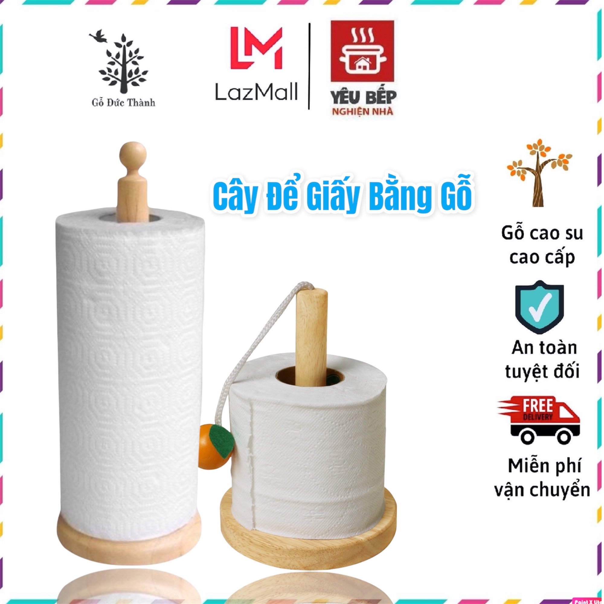 Cây để giấy cuộn đứng bằng gỗ có ráp sẵn - sản phẩm tiện dụng cho nhà bếp | gỗ đức thành
