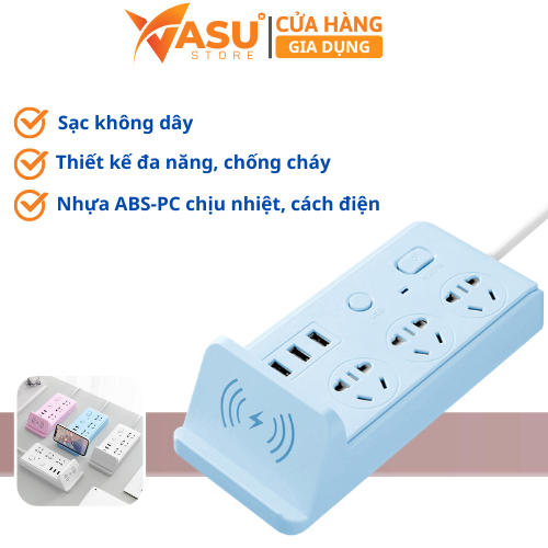 Ổ Điện Đa Năng Thông Minh Có Cổng Sạc USB Kiêm Sạc Không Dây Nhiều Công Dụng Tiện Ích