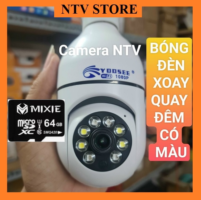 Camera Yoosee IP Wifi kiểu Bóng đèn 8 Led FHD Quay Đêm Có Màu Xoay 360 Độ 2.0Mps 1080P