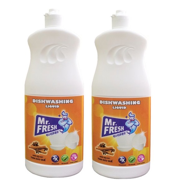 Bộ 2 chai nước rửa bát mr. fresh 820ml hương quế bt366