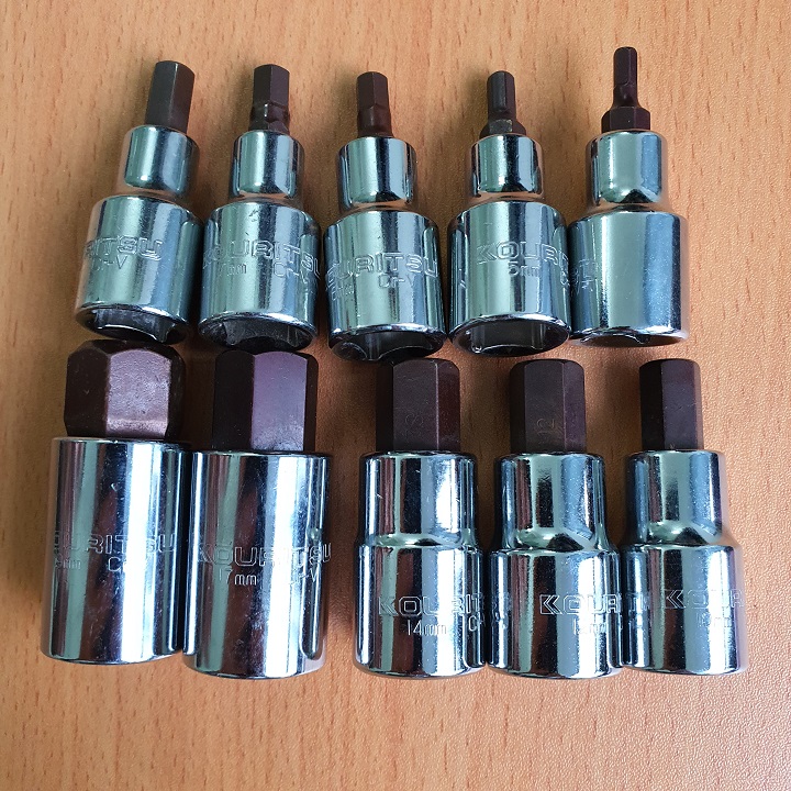 Bộ khẩu lục giác 1/2 9 chi tiết từ 4mm - 19mm hãng Kouritsu Nhật Bản, Bảo hành 12 tháng, Bộ tuýp lục giác, Bộ điếu lục giác Tools and Hardware
