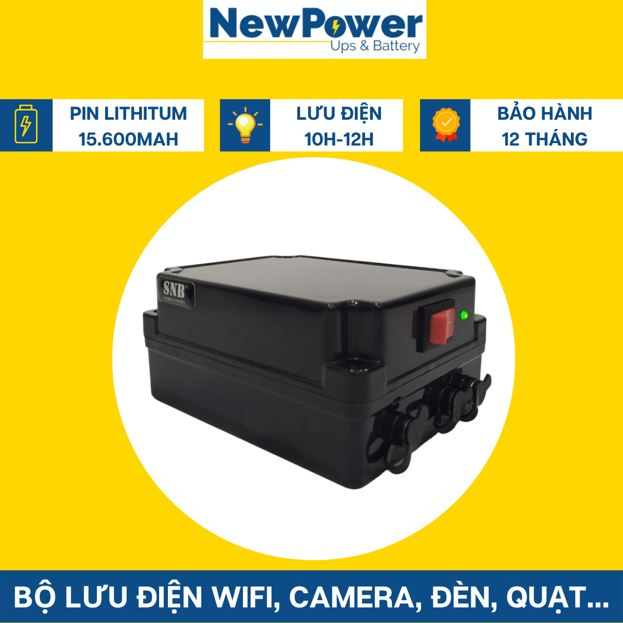 Bộ lưu điện gia đình 15.600mah, ups 12v cho camera, wifi,... mới 100%,bảo hành 12 tháng, xuất xứ vn