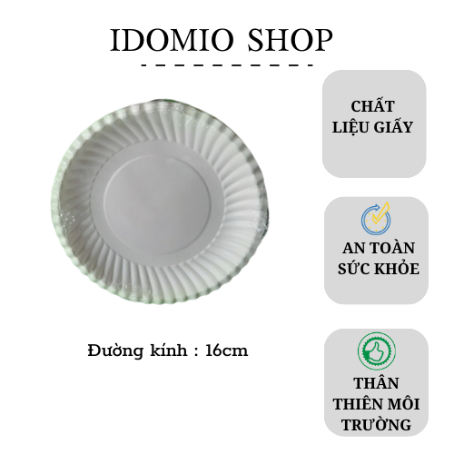 Đĩa giấy trắng 16cm -10 cái/ xấp